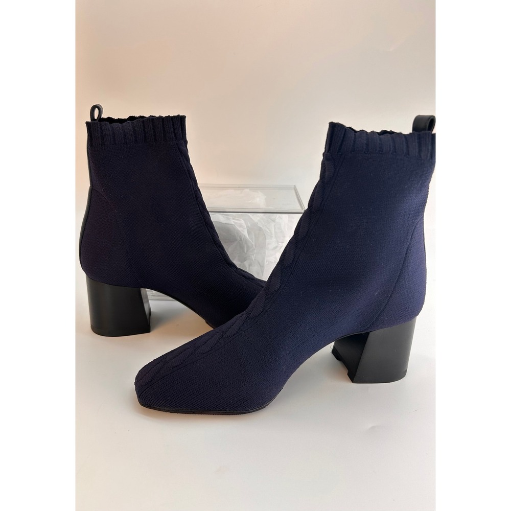 Hermes Navy‎ Blue Knit Sock Boots Block Heel Ankle Booties Women's EU 36 - Picture 5 of 7